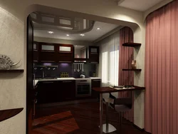 Combined hallway with kitchen design photo in the house