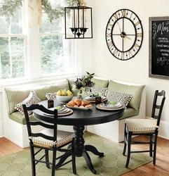Interior kitchen living room with round table