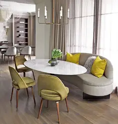 Interior kitchen living room with round table