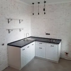 Kitchen without wall cabinets modern style photo corner