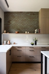 Kitchen without wall cabinets modern style photo corner