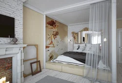 Бөлмені перделердің фотосуреттерімен аймақтарға бөлу жатын бөлмесінің идеялары