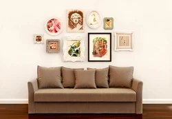 Placement of photos on the wall in the living room