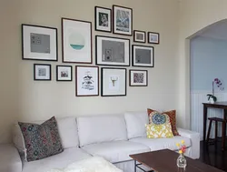 Placement of photos on the wall in the living room