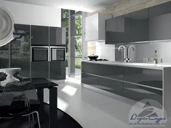 Gray kitchen interior in modern style