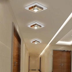 Design of suspended ceilings with lighting in the hallway