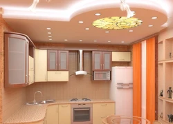 Потолок из гипсокартона на кухне фото в своем доме