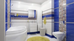 Bathroom design in white and blue tones