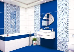 Bathroom design in white and blue tones