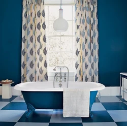 Bathroom design in white and blue tones