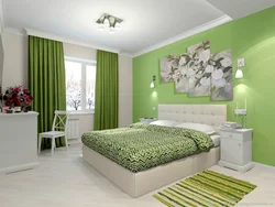 Photo of a bedroom in a modern style green