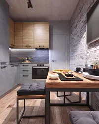 Loft uslubidagi oshxona fotosurati kichkina