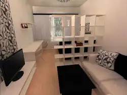 Bedroom living room 20 sq m photo with partition