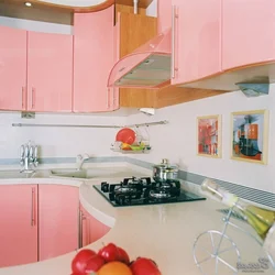 Peach color in the kitchen interior color combination photo
