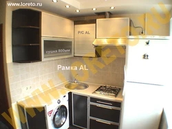 Kitchen 5 square meters design with refrigerator and washing machine