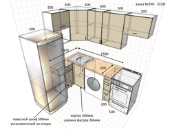 Kitchen 5 Square Meters Design With Refrigerator And Washing Machine