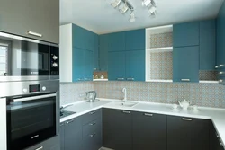 Gray-blue kitchen design photo