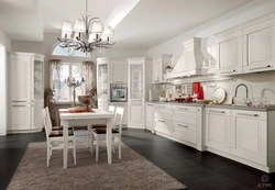 White classic kitchen in the interior photo