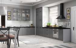 Gray modern kitchen in the interior