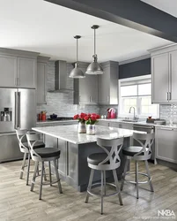 Gray modern kitchen in the interior