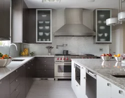 Gray modern kitchen in the interior