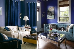 Dark blue living room interior