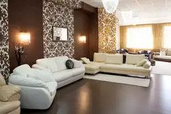 Living Room Design In An Apartment Combined Light Wallpaper