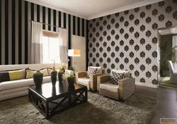 Living Room Design In An Apartment Combined Light Wallpaper