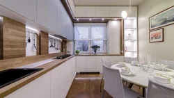 Interior of an elongated kitchen