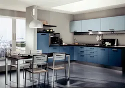 Color combination with blue in the kitchen interior