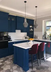 Color combination with blue in the kitchen interior