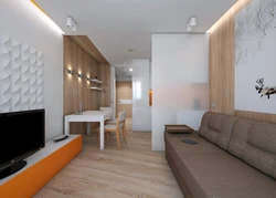 Studio apartment design 25 sq m with balcony