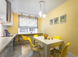 Kitchen in gray and yellow tones photo