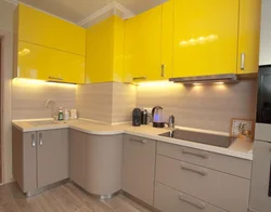 Kitchen in gray and yellow tones photo