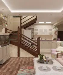 Ikinci Pilləkən Ilə Daxili Mətbəx Qonaq Otağı