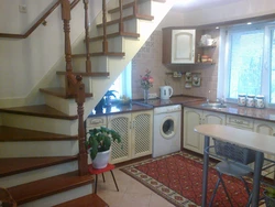 Interior kitchen living room with stairs to the second