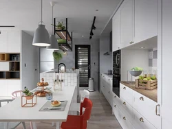 Scandinavian style in the interior of an apartment kitchen photo