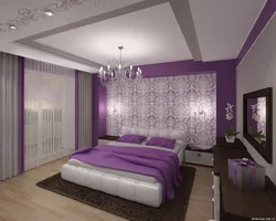 Lilac rəngli yataq otağının fotoşəkili