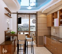 Kitchen interior photo in a panel house with a balcony