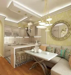 Design Of A Small Kitchen With A Living Room
