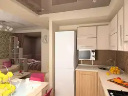 Қонақ бөлмесі бар шағын асүйдің дизайны