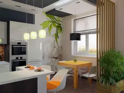 Design of a small kitchen with a living room