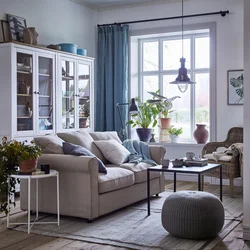Ikea üslubunda qonaq otağının interyeri