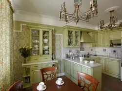 Combination of olive in the kitchen interior