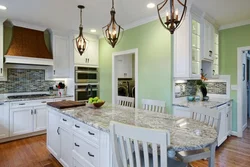 Combination of olive in the kitchen interior