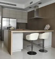 Photo of a kitchen for a studio with a bar counter