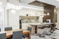 Photo of a kitchen for a studio with a bar counter