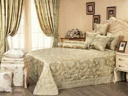 Bedroom curtains and bedspread in the same style photo