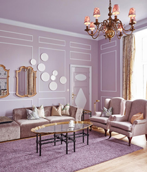 Lilac Color In The Living Room Interior Combination With Other Colors