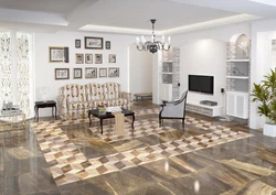 Tiles for the kitchen combined with the living room photo